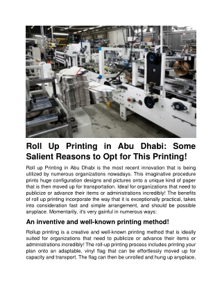 Roll Up Printing in Abu Dhabi Some Salient Reasons to Opt for This Printing