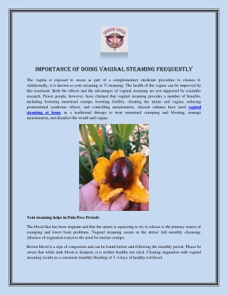 Importance of Doing Vaginal Steaming Frequently