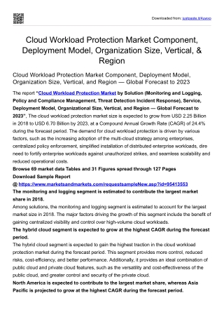 Cloud Workload Protection Market Component, Deployment Model, Organization Size
