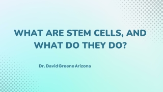 What are stem cells, and what do they do? | Dr. David Greene Arizona
