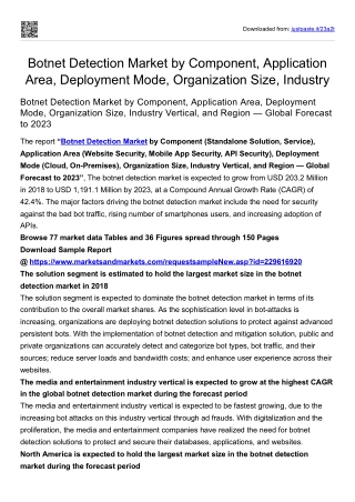 Botnet Detection Market by Component, Application Area, Deployment Mode, & More