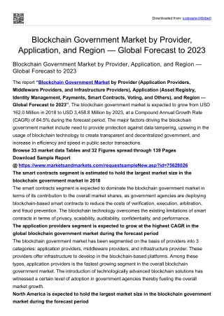 Blockchain Government Market by Provider, Application, and Region — Forecast