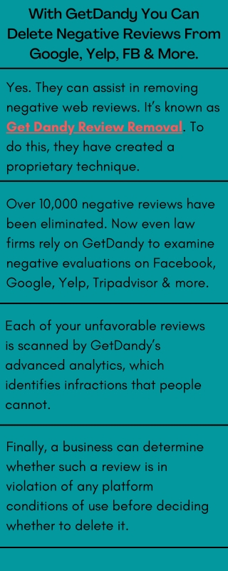 With GetDandy You Can Delete Negative Reviews From Google, Yelp, Facebook & More.