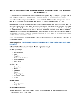 Railroad Traction Power Supply System Market