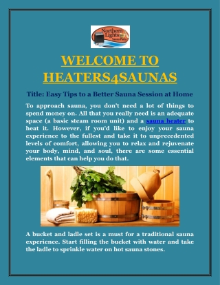 Easy Tips to a Better Sauna Session at Home