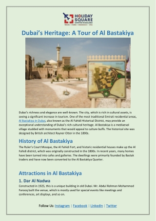 Dubai Hertiage A Tour of Al Bastakiya