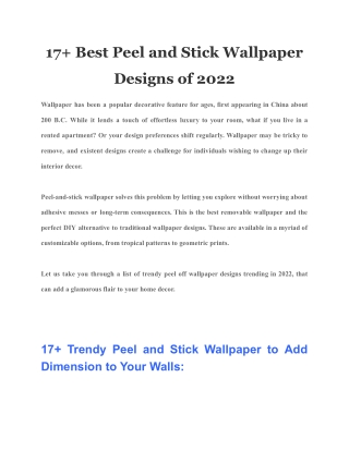 17  Best Peel and Stick Wallpaper Designs of 2022