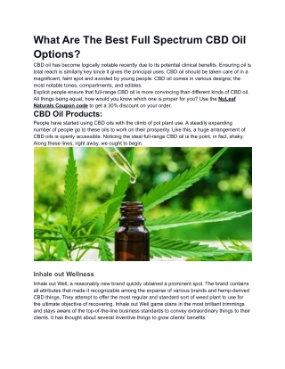 What Are The Best Full Spectrum CBD Oil Options