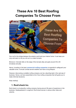 These Are 10 Best Roofing Companies To Choose From