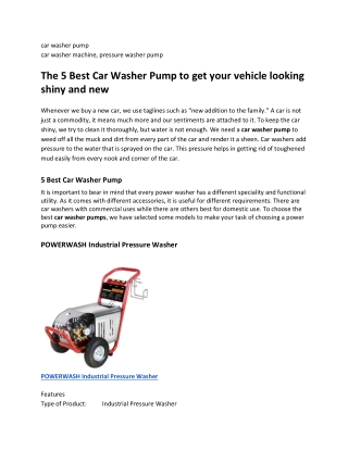 The 5 Best Car Washer Pump to get your vehicle looking shiny and new