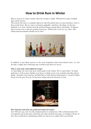 How to Drink Rum in Winter