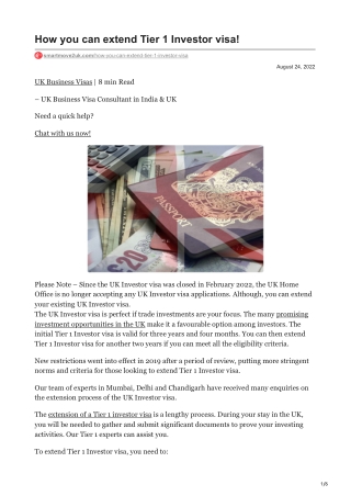 Extend your existing UK Investor visa!