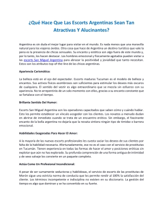 ¿Qué Hace Que Las Escorts Argentinas Sean Tan Atractivas Y Alucinantes?