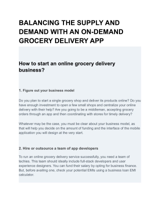 BALANCING THE SUPPLY AND DEMAND WITH AN ON-DEMAND GROCERY DELIVERY APP