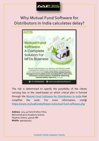 Why Mutual Fund Software for Distributors in India calculates delay