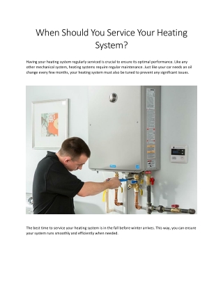 When Should You Service Your Heating System