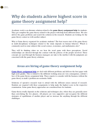 Why do students achieve highest score in game theory assignment help