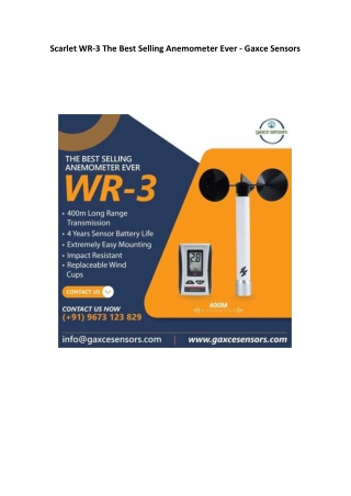 Scarlet WR-3 The Best Selling Anemometer Ever - Gaxce Sensors