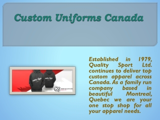 Custom Uniforms Canada