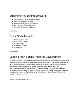 FIFA Betting Software