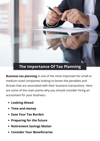 The Importance Of Tax Planning