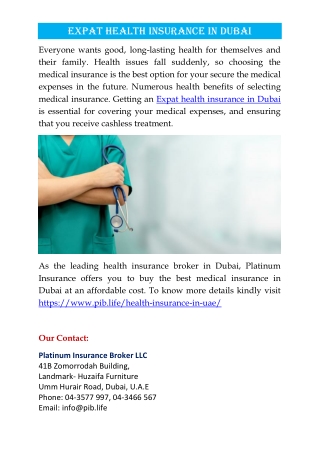 Expat Health Insurance in Dubai, UAE
