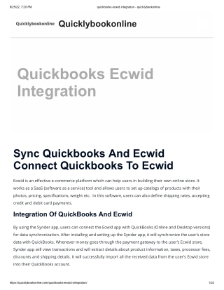 quickbooks ecwid integration - quicklybookonline