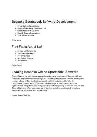 Bespoke Sportsbook Software Development