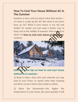 How To Cool Your House Without AC In The Summer