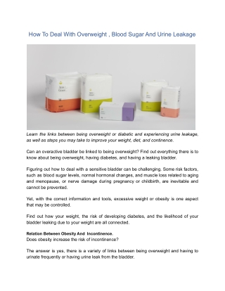 How To Deal With Overweight , Blood Sugar And Urine Leakage