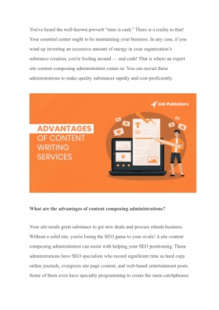 Advantages of Content Writing Services