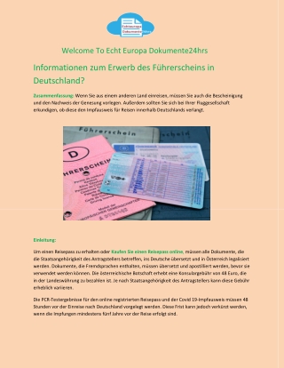 Informationen zum Erwerb des Führerscheins in Deutschland?