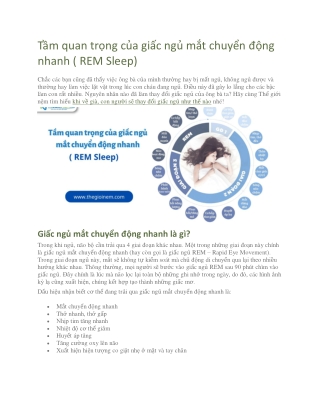 Tầm quan trọng của giấc ngủ mắt chuyển động nhanh ( REM Sleep)