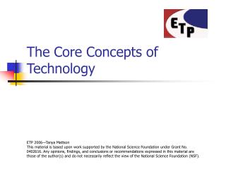 The Core Concepts of Technology