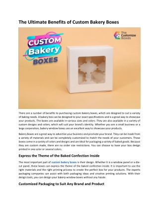 The Ultimate Benefits of Custom Bakery Boxes
