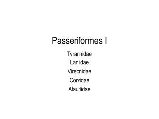 Passeriformes I