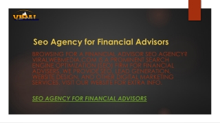 Seo Agency for Financial Advisors  Viralwebmedia.com