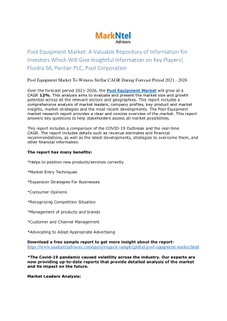 Global Pool Equipment Market Research Report: Forecast (2021-2026)