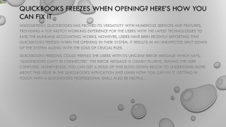 An easy method to resolve QuickBooks freezes when opening issue