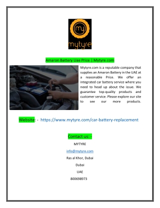 Amaron Battery Uae Price  Mytyrecom