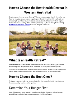 Health Retreat in Western Australia - NuYu Total Health