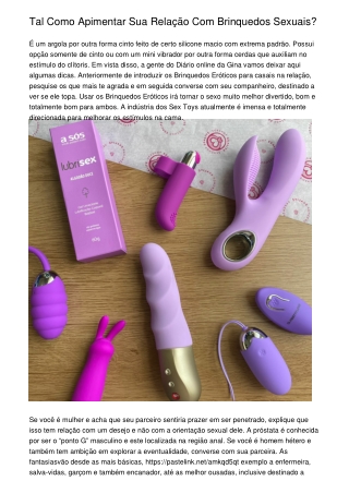 Tal Como Apimentar Sua Relação Com Brinquedos Sexuais?