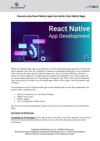 Reasons why React Native Apps fare better than Hybrid Apps