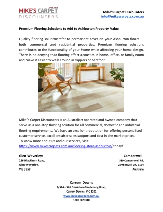 Premium Flooring Solutions to Add to Ashburton Property Value