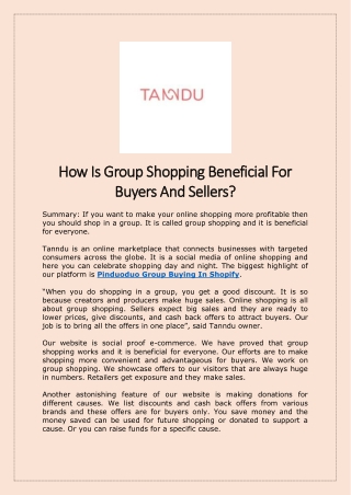 How Is Group Shopping Beneficial For Buyers And Sellers