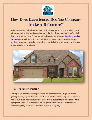 How Does Experienced Roofing Company Make A Difference