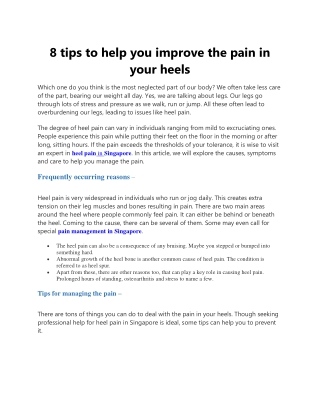 8 tips to help you improve the pain in your heels