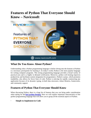 Features of Python That Everyone Should Know - Navicosoft