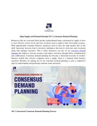 Align Supply and Demand through 3SC’s Consensus Demand Planning
