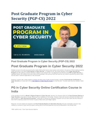 Post Graduate Program in Cyber Security (PGP-CS) 2022
